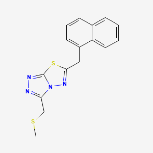 molecular formula C16H14N4S2 B13366116 3-[(Methylsulfanyl)methyl]-6-(naphthalen-1-ylmethyl)[1,2,4]triazolo[3,4-b][1,3,4]thiadiazole 