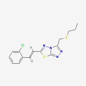 molecular formula C15H15ClN4S2 B13366142 {6-[2-(2-Chlorophenyl)vinyl][1,2,4]triazolo[3,4-b][1,3,4]thiadiazol-3-yl}methyl propyl sulfide 