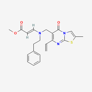 molecular formula C22H23N3O3S B13366156 methyl 3-[[(2-methyl-5-oxo-7-vinyl-5H-[1,3]thiazolo[3,2-a]pyrimidin-6-yl)methyl](2-phenylethyl)amino]acrylate 