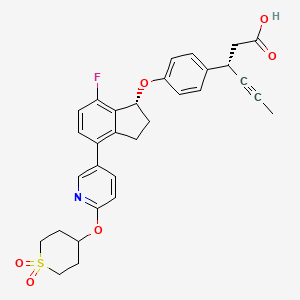 (S)-3-(4-(((R)-4-(6-((1,1-Dioxidotetrahydro-2H-thiopyran-4-yl)oxy)pyridin-3-yl)-7-fluoro-2,3-dihydro-1H-inden-1-yl)oxy)phenyl)hex-4-ynoic acid