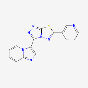 molecular formula C16H11N7S B13366181 2-Methyl-3-[6-(3-pyridinyl)[1,2,4]triazolo[3,4-b][1,3,4]thiadiazol-3-yl]imidazo[1,2-a]pyridine 