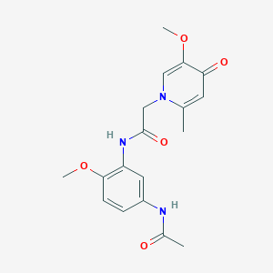 molecular formula C18H21N3O5 B13366214 N-[5-(acetylamino)-2-methoxyphenyl]-2-(5-methoxy-2-methyl-4-oxopyridin-1(4H)-yl)acetamide 