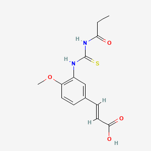 molecular formula C14H16N2O4S B13366235 (2E)-3-{4-methoxy-3-[(propanoylcarbamothioyl)amino]phenyl}prop-2-enoic acid 