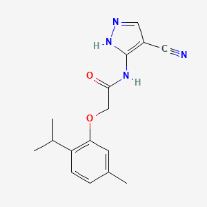 molecular formula C16H18N4O2 B13366242 N-(4-cyano-1H-pyrazol-5-yl)-2-(2-isopropyl-5-methylphenoxy)acetamide 