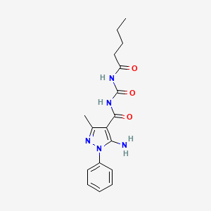 molecular formula C17H21N5O3 B13366281 N-[(5-amino-3-methyl-1-phenyl-1H-pyrazol-4-yl)carbonyl]-N'-pentanoylurea 