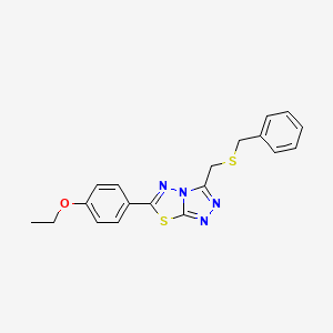 molecular formula C19H18N4OS2 B13366317 3-[(Benzylsulfanyl)methyl]-6-(4-ethoxyphenyl)[1,2,4]triazolo[3,4-b][1,3,4]thiadiazole 