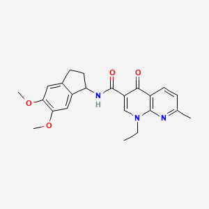 molecular formula C23H25N3O4 B13366401 N-(5,6-dimethoxy-2,3-dihydro-1H-inden-1-yl)-1-ethyl-7-methyl-4-oxo-1,4-dihydro[1,8]naphthyridine-3-carboxamide 