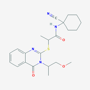 molecular formula C22H28N4O3S B13366445 N-(1-Cyanocyclohexyl)-2-((3-(1-methoxypropan-2-yl)-4-oxo-3,4-dihydroquinazolin-2-yl)thio)propanamide 