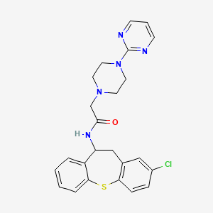 molecular formula C24H24ClN5OS B13366469 N-(2-chloro-10,11-dihydrodibenzo[b,f]thiepin-10-yl)-2-[4-(2-pyrimidinyl)-1-piperazinyl]acetamide 