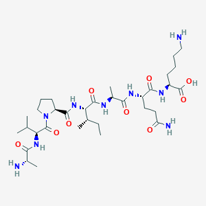 molecular formula C33H59N9O9 B1336649 L-赖氨酸、L-丙氨酰-L-缬氨酰-L-脯氨酰-L-异亮氨酰-L-丙氨酰-L-谷氨酰- CAS No. 401913-57-3