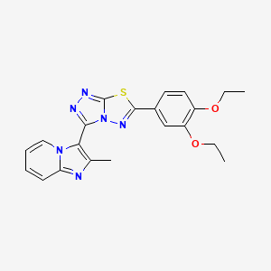 molecular formula C21H20N6O2S B13366498 3-[6-(3,4-Diethoxyphenyl)[1,2,4]triazolo[3,4-b][1,3,4]thiadiazol-3-yl]-2-methylimidazo[1,2-a]pyridine 