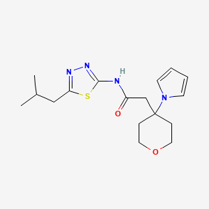 molecular formula C17H24N4O2S B13366559 N-[5-(2-methylpropyl)-1,3,4-thiadiazol-2-yl]-2-[4-(1H-pyrrol-1-yl)tetrahydro-2H-pyran-4-yl]acetamide 