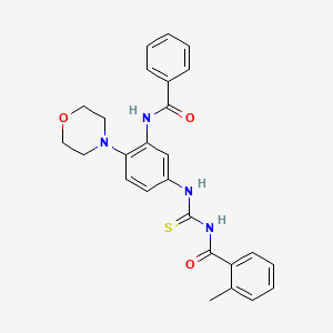 molecular formula C26H26N4O3S B13366591 N-[5-({[(2-methylbenzoyl)amino]carbothioyl}amino)-2-(4-morpholinyl)phenyl]benzamide 