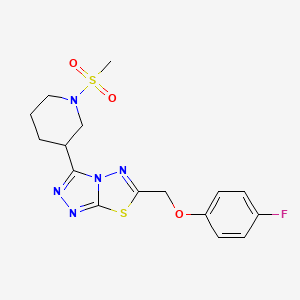 molecular formula C16H18FN5O3S2 B13366703 4-Fluorophenyl {3-[1-(methylsulfonyl)-3-piperidinyl][1,2,4]triazolo[3,4-b][1,3,4]thiadiazol-6-yl}methyl ether 