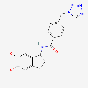 molecular formula C20H21N5O3 B13366744 N-(5,6-dimethoxy-2,3-dihydro-1H-inden-1-yl)-4-(1H-tetraazol-1-ylmethyl)benzamide 