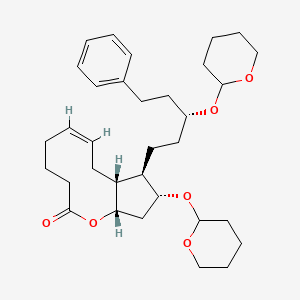 molecular formula C33H48O6 B13366757 (8aR,9R,10R,11aS,Z)-9-((3R)-5-phenyl-3-((tetrahydro-2H-pyran-2-yl)oxy)pentyl)-10-((tetrahydro-2H-pyran-2-yl)oxy)-4,5,8,8a,9,10,11,11a-octahydrocyclopenta[b]oxecin-2(3H)-one 