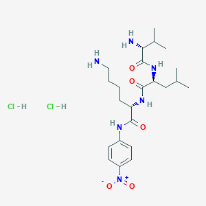molecular formula C23H40Cl2N6O5 B1336676 (S)-6-氨基-2-((S)-2-((R)-2-氨基-3-甲基丁酰胺)-4-甲基戊酰胺)-N-(4-硝基苯基)己酰胺二盐酸盐 CAS No. 62354-43-2