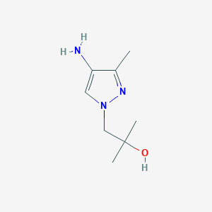 molecular formula C8H15N3O B13366957 1-(4-Amino-3-methyl-1H-pyrazol-1-yl)-2-methylpropan-2-ol 