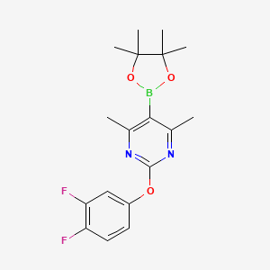 molecular formula C18H21BF2N2O3 B13367028 2-(3,4-Difluorophenoxy)-4,6-dimethyl-5-(4,4,5,5-tetramethyl-1,3,2-dioxaborolan-2-yl)pyrimidine 