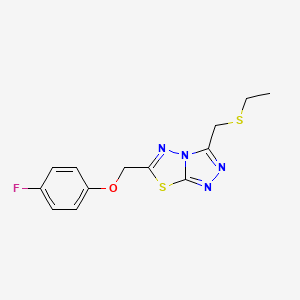 molecular formula C13H13FN4OS2 B13367052 3-[(Ethylsulfanyl)methyl]-6-[(4-fluorophenoxy)methyl][1,2,4]triazolo[3,4-b][1,3,4]thiadiazole 