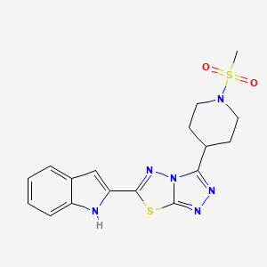 molecular formula C17H18N6O2S2 B13367064 2-{3-[1-(methylsulfonyl)-4-piperidinyl][1,2,4]triazolo[3,4-b][1,3,4]thiadiazol-6-yl}-1H-indole 