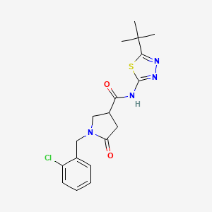 molecular formula C18H21ClN4O2S B13367116 N-(5-tert-butyl-1,3,4-thiadiazol-2-yl)-1-(2-chlorobenzyl)-5-oxopyrrolidine-3-carboxamide 