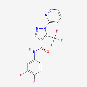 molecular formula C16H9F5N4O B13367137 N-(3,4-difluorophenyl)-1-(2-pyridinyl)-5-(trifluoromethyl)-1H-pyrazole-4-carboxamide 