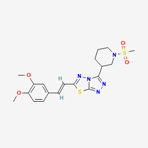 molecular formula C19H23N5O4S2 B13367177 6-[(E)-2-(3,4-dimethoxyphenyl)ethenyl]-3-[1-(methylsulfonyl)piperidin-3-yl][1,2,4]triazolo[3,4-b][1,3,4]thiadiazole 