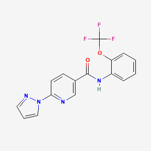 molecular formula C16H11F3N4O2 B13367235 6-(1H-pyrazol-1-yl)-N-[2-(trifluoromethoxy)phenyl]nicotinamide 