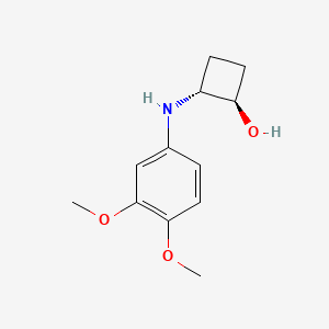 molecular formula C12H17NO3 B13367237 Rel-(1R,2R)-2-((3,4-dimethoxyphenyl)amino)cyclobutan-1-ol 