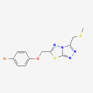 molecular formula C12H11BrN4OS2 B13367266 6-[(4-Bromophenoxy)methyl]-3-[(methylsulfanyl)methyl][1,2,4]triazolo[3,4-b][1,3,4]thiadiazole 