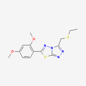 molecular formula C14H16N4O2S2 B13367295 6-(2,4-Dimethoxyphenyl)-3-[(ethylsulfanyl)methyl][1,2,4]triazolo[3,4-b][1,3,4]thiadiazole 