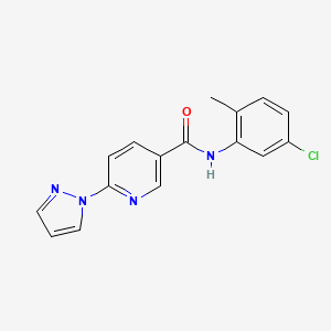 molecular formula C16H13ClN4O B13367375 N-(5-chloro-2-methylphenyl)-6-(1H-pyrazol-1-yl)nicotinamide 