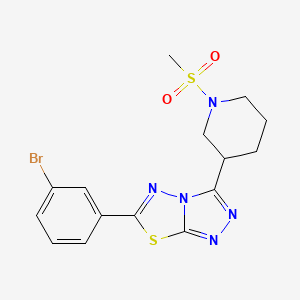 molecular formula C15H16BrN5O2S2 B13367379 6-(3-Bromophenyl)-3-[1-(methylsulfonyl)-3-piperidinyl][1,2,4]triazolo[3,4-b][1,3,4]thiadiazole 