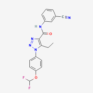 molecular formula C19H15F2N5O2 B13367513 N-(3-cyanophenyl)-1-[4-(difluoromethoxy)phenyl]-5-ethyl-1H-1,2,3-triazole-4-carboxamide 