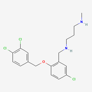 molecular formula C18H21Cl3N2O B13367584 N-{5-chloro-2-[(3,4-dichlorobenzyl)oxy]benzyl}-N'-methylpropane-1,3-diamine 