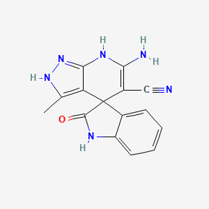 molecular formula C15H12N6O B13367716 6'-Amino-3'-methyl-1,2,2',7'-tetrahydro-2-oxospiro(indole-3,4'-pyrazolo[3,4-b]pyridine)-5'-carbonitrile 