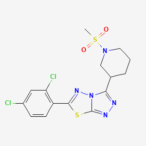 molecular formula C15H15Cl2N5O2S2 B13367825 6-(2,4-Dichlorophenyl)-3-[1-(methylsulfonyl)-3-piperidinyl][1,2,4]triazolo[3,4-b][1,3,4]thiadiazole 