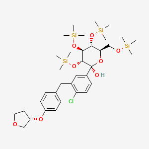 molecular formula C35H59ClO8Si4 B13367951 (2S,3R,4S,5R,6R)-2-(4-Chloro-3-(4-(((S)-tetrahydrofuran-3-yl)oxy)benzyl)phenyl)-3,4,5-tris((trimethylsilyl)oxy)-6-(((trimethylsilyl)oxy)methyl)tetrahydro-2H-pyran-2-ol 