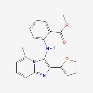 molecular formula C20H17N3O3 B13367980 Methyl 2-{[2-(2-furyl)-5-methylimidazo[1,2-a]pyridin-3-yl]amino}benzoate 