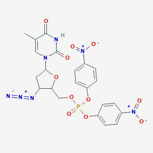 molecular formula C22H20N7O11P B133681 [3-Azido-5-(5-methyl-2,4-dioxopyrimidin-1-yl)oxolan-2-yl]methyl bis(4-nitrophenyl) phosphate CAS No. 142629-84-3