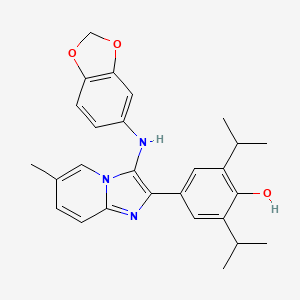 4-[3-(1,3-Benzodioxol-5-ylamino)-6-methylimidazo[1,2-a]pyridin-2-yl]-2,6-diisopropylphenol