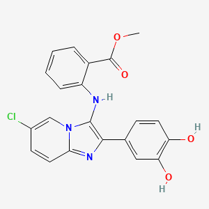 molecular formula C21H16ClN3O4 B13368216 Methyl 2-{[6-chloro-2-(3,4-dihydroxyphenyl)imidazo[1,2-a]pyridin-3-yl]amino}benzoate 