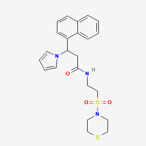 molecular formula C23H27N3O3S2 B13368232 3-(naphthalen-1-yl)-3-(1H-pyrrol-1-yl)-N-[2-(thiomorpholin-4-ylsulfonyl)ethyl]propanamide 