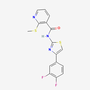 molecular formula C16H11F2N3OS2 B13368305 N-(4-(3,4-Difluorophenyl)thiazol-2-yl)-2-(methylthio)nicotinamide 