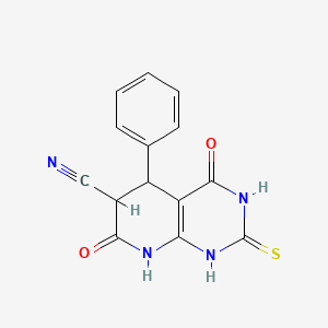 molecular formula C14H10N4O2S B13368326 4,7-Dioxo-5-phenyl-2-thioxo-1,2,3,4,5,6,7,8-octahydropyrido[2,3-d]pyrimidine-6-carbonitrile 