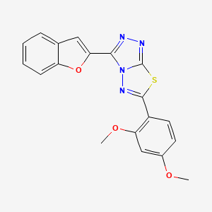 molecular formula C19H14N4O3S B13368340 3-(1-Benzofuran-2-yl)-6-(2,4-dimethoxyphenyl)[1,2,4]triazolo[3,4-b][1,3,4]thiadiazole 