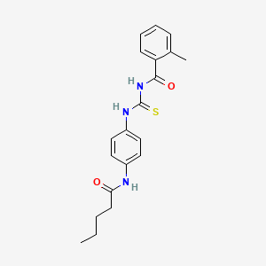 molecular formula C20H23N3O2S B13368374 2-methyl-N-{[4-(pentanoylamino)phenyl]carbamothioyl}benzamide 