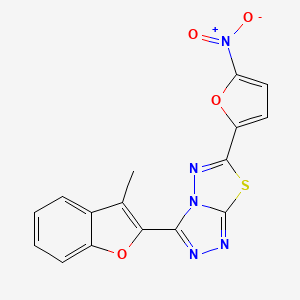 molecular formula C16H9N5O4S B13368388 3-(3-Methyl-1-benzofuran-2-yl)-6-(5-nitrofuran-2-yl)[1,2,4]triazolo[3,4-b][1,3,4]thiadiazole 