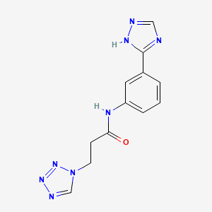 molecular formula C12H12N8O B13368415 3-(1H-tetraazol-1-yl)-N-[3-(1H-1,2,4-triazol-3-yl)phenyl]propanamide 